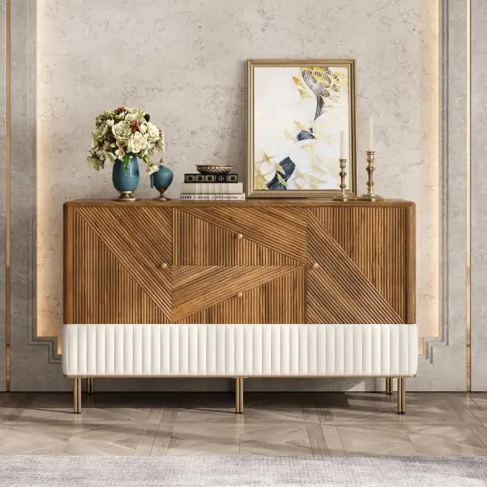 Wovent 1520mm Mid-Century Modern Walnut Sideboard Wood Kitchen Buffet with Storage