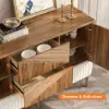 Wovent 1520mm Mid-Century Modern Walnut Sideboard Wood Kitchen Buffet with Storage