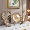 3PCS Vintage Gold Figure Statue Sculpture Set Romantic Shell Dancer Desktop Decor