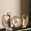 3PCS Vintage Gold Figure Statue Sculpture Set Romantic Shell Dancer Desktop Decor