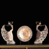 3PCS Vintage Gold Figure Statue Sculpture Set Romantic Shell Dancer Desktop Decor