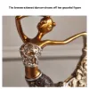 3PCS Vintage Gold Figure Statue Sculpture Set Romantic Shell Dancer Desktop Decor
