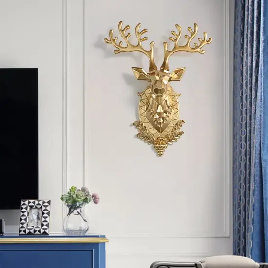 Creative Gold Lucky Deer Animals Head Wall Sculptures Wall Decorations