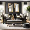 Modern Gold Metal Geometric Wall Decorative Mirror Entrance Rectangular Dressing Mirror