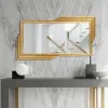 Modern Gold Metal Geometric Wall Decorative Mirror Entrance Rectangular Dressing Mirror