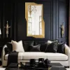 Modern Gold Metal Geometric Wall Decorative Mirror Entrance Rectangular Dressing Mirror