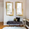 Modern Gold Metal Geometric Wall Decorative Mirror Entrance Rectangular Dressing Mirror