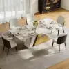 Luxotic 1800mm Modern Stone Top Dining Table with 6 Chairs in Gold