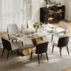 Modern 1800mm Rectangle Sintered Stone Dining Table with 6 Chairs in Gold – 7 – AUD-H0951