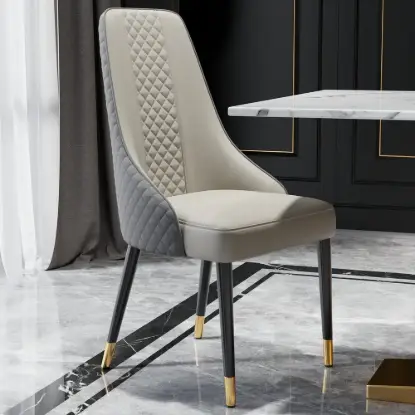 Picture of Diamic Gray Faux Leather Dining Chairs with Upholstered, 6 Pieces