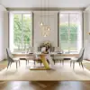 Diamic Gray Faux Leather Dining Chairs with Upholstered, 6 Pieces