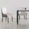 Darg White & Grey PU Leather Dining Chair with Upholstered, 6 Pieces