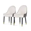 Darg White & Grey PU Leather Dining Chair with Upholstered, 6 Pieces