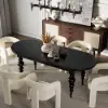 Picture of Modern Off White Boucle Dining Chair with Curved Back & Upholstered Legs, 4 Pieces