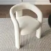 Picture of Modern Off White Boucle Dining Chair with Curved Back & Upholstered Legs, 4 Pieces