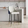 Diamic Blue PU Leather Counter Stool with Upholstered, 4 Pieces