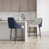 Diamic Blue PU Leather Counter Stool with Upholstered, 4 Pieces