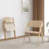Japandi Natural Folding 4-Piece Dining Chair Solid Wood Rattan Side Chair