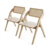Japandi Natural Folding 4-Piece Dining Chair Solid Wood Rattan Side Chair