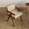 Archic Walnut Wood Dining Chair with Rattan Upholstery, 2 Pieces