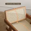 Archic Walnut Wood Dining Chair with Rattan Upholstery, 2 Pieces
