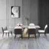Modern 2000mm Rectangle Sintered Stone Dining Table with 8 Chairs in Gold