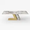 Modern 2000mm Rectangle Sintered Stone Dining Table with 8 Chairs in Gold