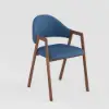 Modern Blue Linen Dining Chair with Upholstered, 4 Pieces