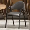 Modern Grey Linen Dining Chair with Upholstered, 4 Pieces