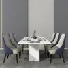 Diamic Modern 4-Piece Blue Upholstered Dining Chair Faux Leather High Back Chair