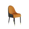 Darg Modern PU Leather 4-Piece Dining Chairs in Orange & Black with Metal Legs