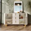 Artis Modern White 59"W Sintered Stone Sideboard 3 Drawers Kitchen Buffet Table