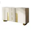 Artis Modern White 59"W Sintered Stone Sideboard 3 Drawers Kitchen Buffet Table