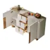 Artis Modern White 59"W Sintered Stone Sideboard 3 Drawers Kitchen Buffet Table