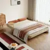 152 cm 2-Seater Cotton & Linen Pull-out Sofa Sofa with Rotating Tray