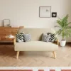152 cm 2-Seater Cotton & Linen Pull-out Sofa Sofa with Rotating Tray