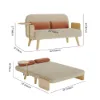 152 cm 2-Seater Cotton & Linen Pull-out Sofa Sofa with Rotating Tray