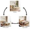 152 cm 2-Seater Cotton & Linen Pull-out Sofa Sofa with Rotating Tray
