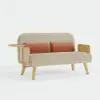 152 cm 2-Seater Cotton & Linen Pull-out Sofa Sofa with Rotating Tray