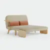 152 cm 2-Seater Cotton & Linen Pull-out Sofa Sofa with Rotating Tray