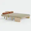 152 cm 2-Seater Cotton & Linen Pull-out Sofa Sofa with Rotating Tray