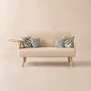152 cm 2-Seater Cotton & Linen Pull-out Sofa Sofa with Rotating Tray