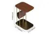 Modern 50 cm C-Shaped Walnut & Gold Rotating End Table with Magazine Rack