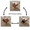 Modern 50 cm C-Shaped Walnut & Gold Rotating End Table with Magazine Rack