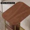 Modern 50 cm C-Shaped Walnut & Gold Rotating End Table with Magazine Rack
