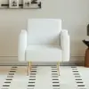 Modern White Boucle Accent Chair Armchair with Metal Leg in Gold