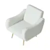 Modern White Boucle Accent Chair Armchair with Metal Leg in Gold