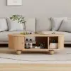 Stria 1200mm Modern Oval Natural Solid Wood Fluted Coffee Table with Storage – AUD-H0973