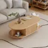 Stria 1200mm Modern Oval Natural Solid Wood Fluted Coffee Table with Storage – AUD-H0973