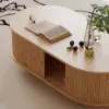 Stria 1200mm Modern Oval Natural Solid Wood Fluted Coffee Table with Storage – AUD-H0973